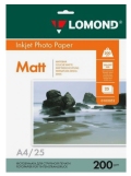 Фотобумага A4 матовая двусторонняя 200г/м2 25л (Lomond)